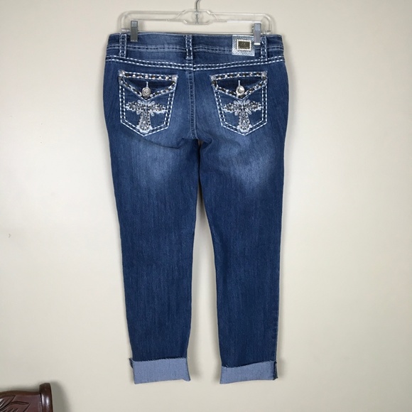 12K TWELVE K USA CROSS EMBELLISHED JEANS - Picture 5 of 8